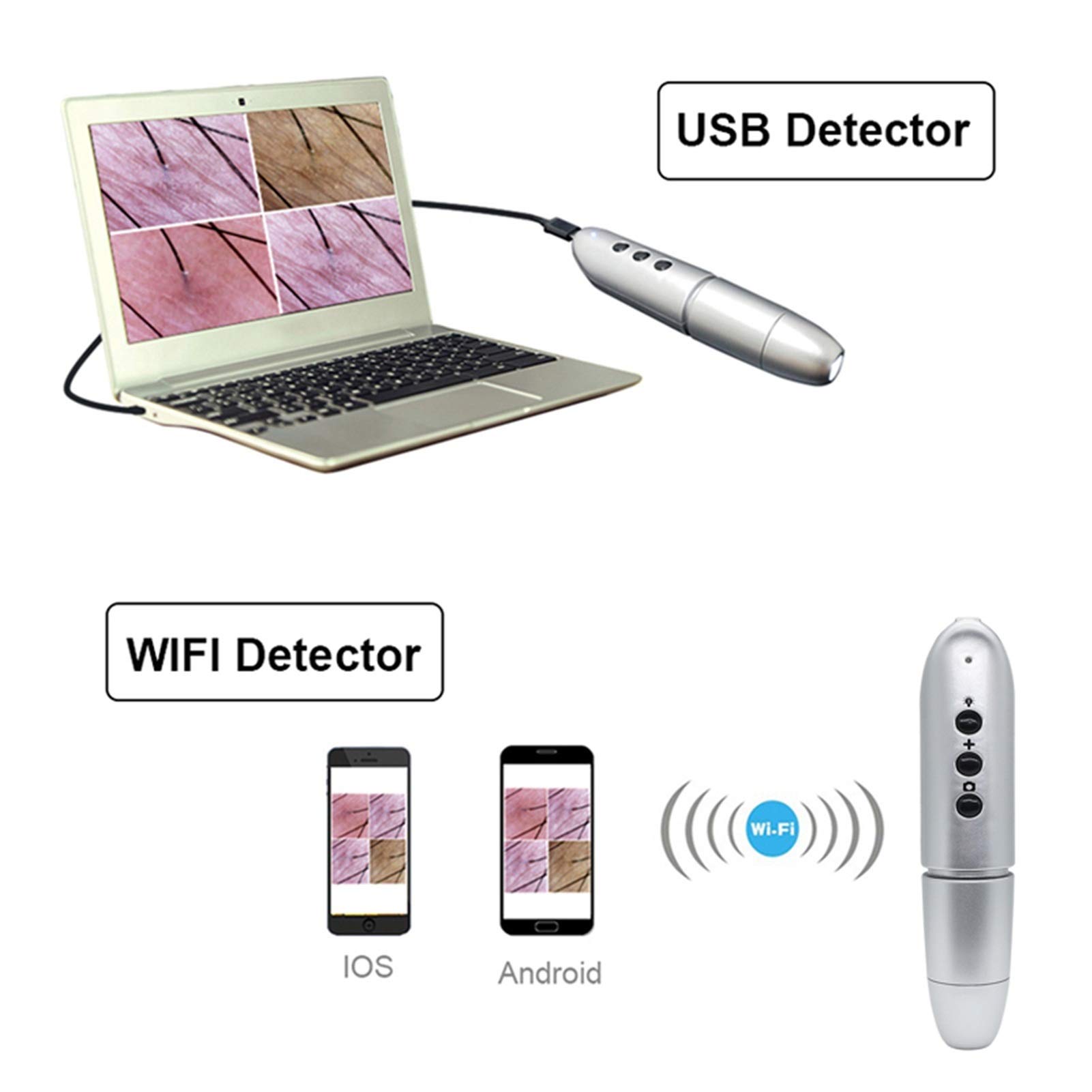 Microscopio Digital, Microscopio Digital, analizador de Piel 100x USB o Zoom inalámbrico, análisis luz polarizada UV LED