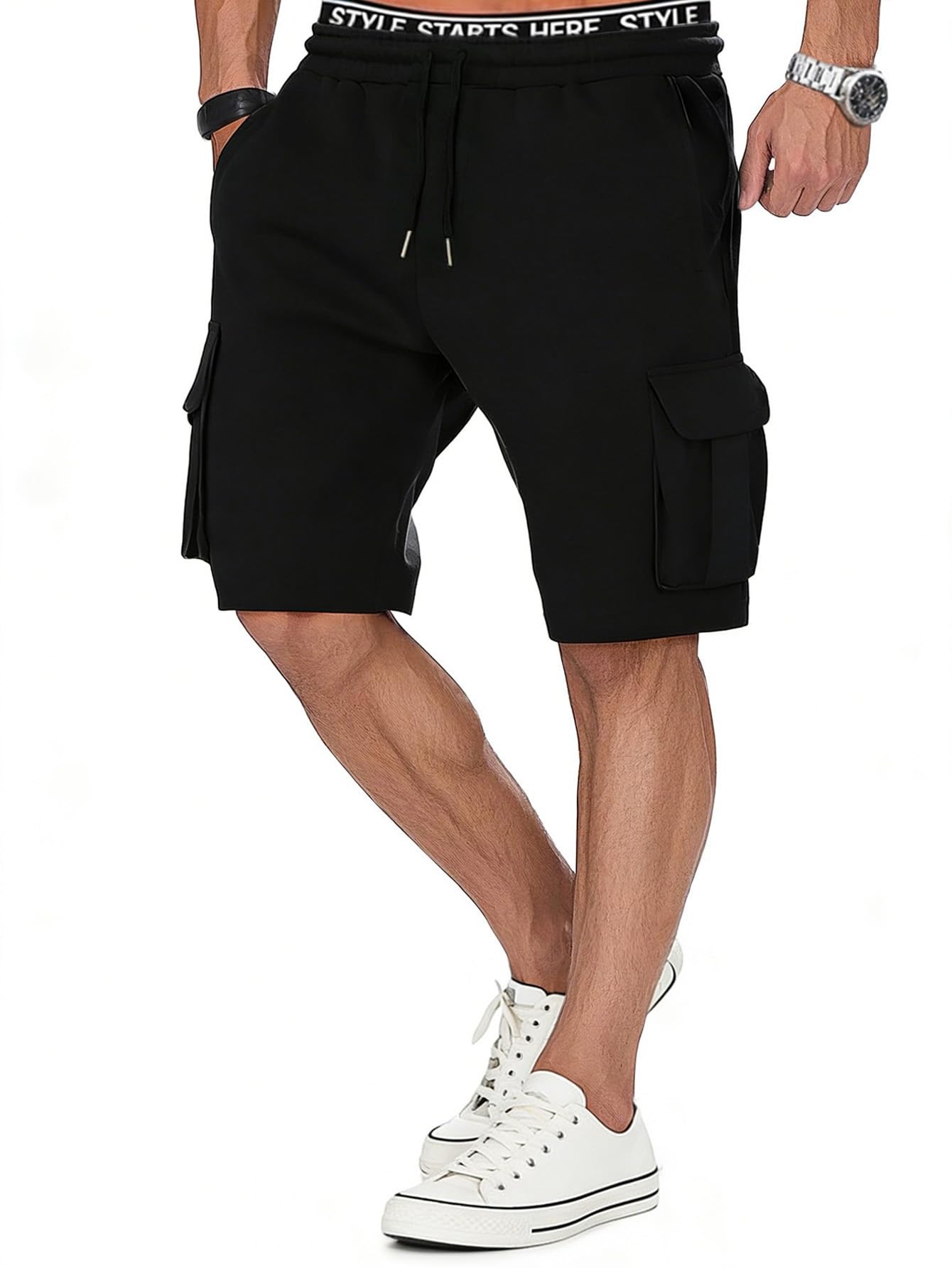 Cargo Sweat Shorts for Men Casual Drawstring Cotton Sweatpants Elastic Waist Athletic Gym…
