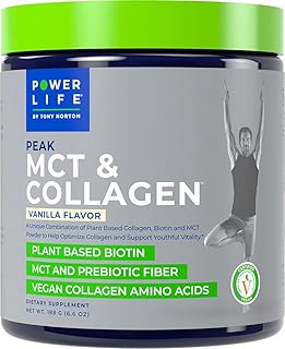 POWERLIFE Power Life® Peak MCT Powder Supplement with Plant-Based Collagen and Biotin - Vanilla Flavor (30 Servings)