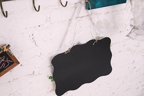 Vista 5 de greatstar paquete de 2 doble cara tablero de mensajes, cartel de madera pizarrón borrable con cordón de colgar para Bar boda decoración de fiesta