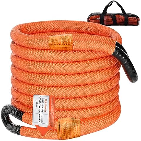 X XBEN 1" x 30' Kinetic Recovery & Tow Rope (32,000lbs), Heavy Duty Nylon Snatch Ropes, Elastic Straps Towing Gear for Truck, ATV, Jeep, UTV, Tractor - Emergency, Towing, Offroad Cover