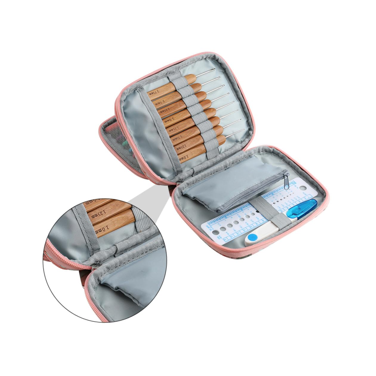 HOODANCOS Agujas de Crochet de Acero Inoxidable, 1 Juego, Kit para Tejer | Bolsa de Almacenamiento Incluida, Apto para Proyectos de Crochet y Bricolaje, Acabado Liso sin Bordes
