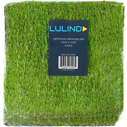 Lulind - Artificial Grass Square Tiles - 12.2 X 12.2 Inch (4 Pack) #TOP6
