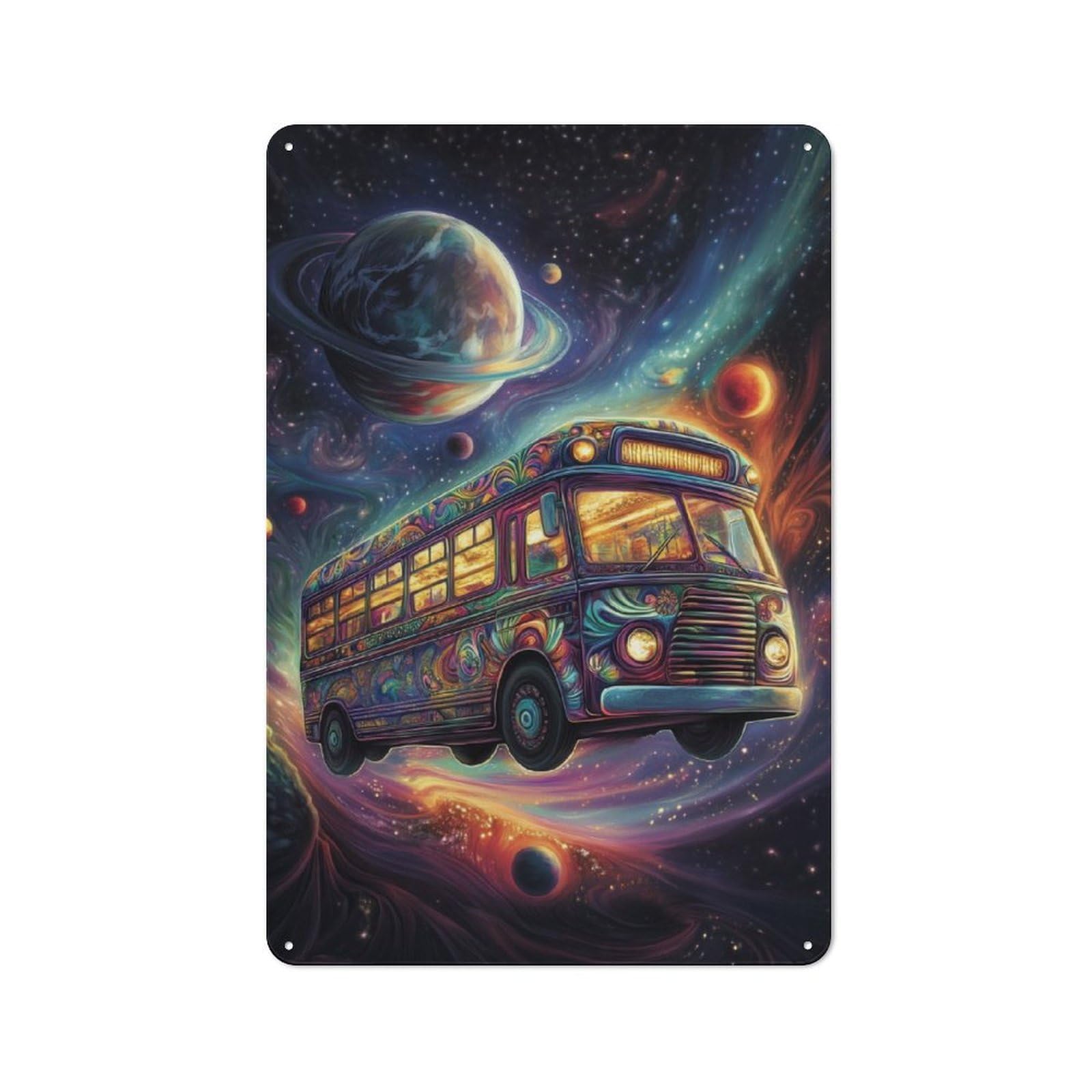 Junmoney Space Bus Metal Wall Sign 30X20cm Featuring For Bar Or Restaurant, For Restaurant Interior Fans