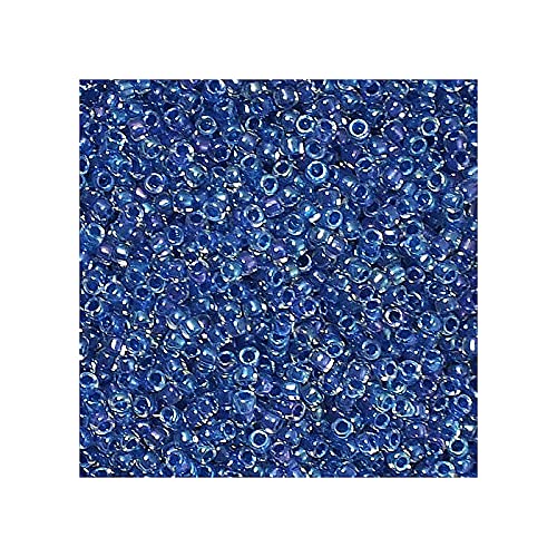 10 g TOHO Round Seed Beads Rocailles, Size 11/0, Inside Color Luster Crystal Caribean Blue Lined (# 189), Japan, Glass — image 1