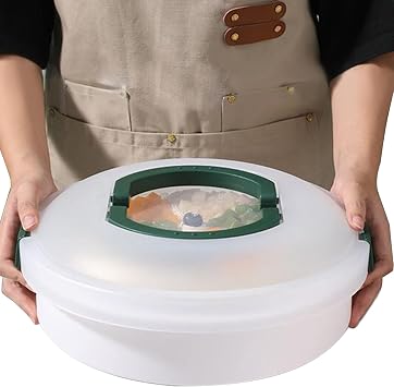 10 Inch Portable Pie Carrier with Lid and Tray 3-In-1 Round Cupcake Container Egg Holder Muffin Tart Cookie Keeper Food for HalloweenGreen