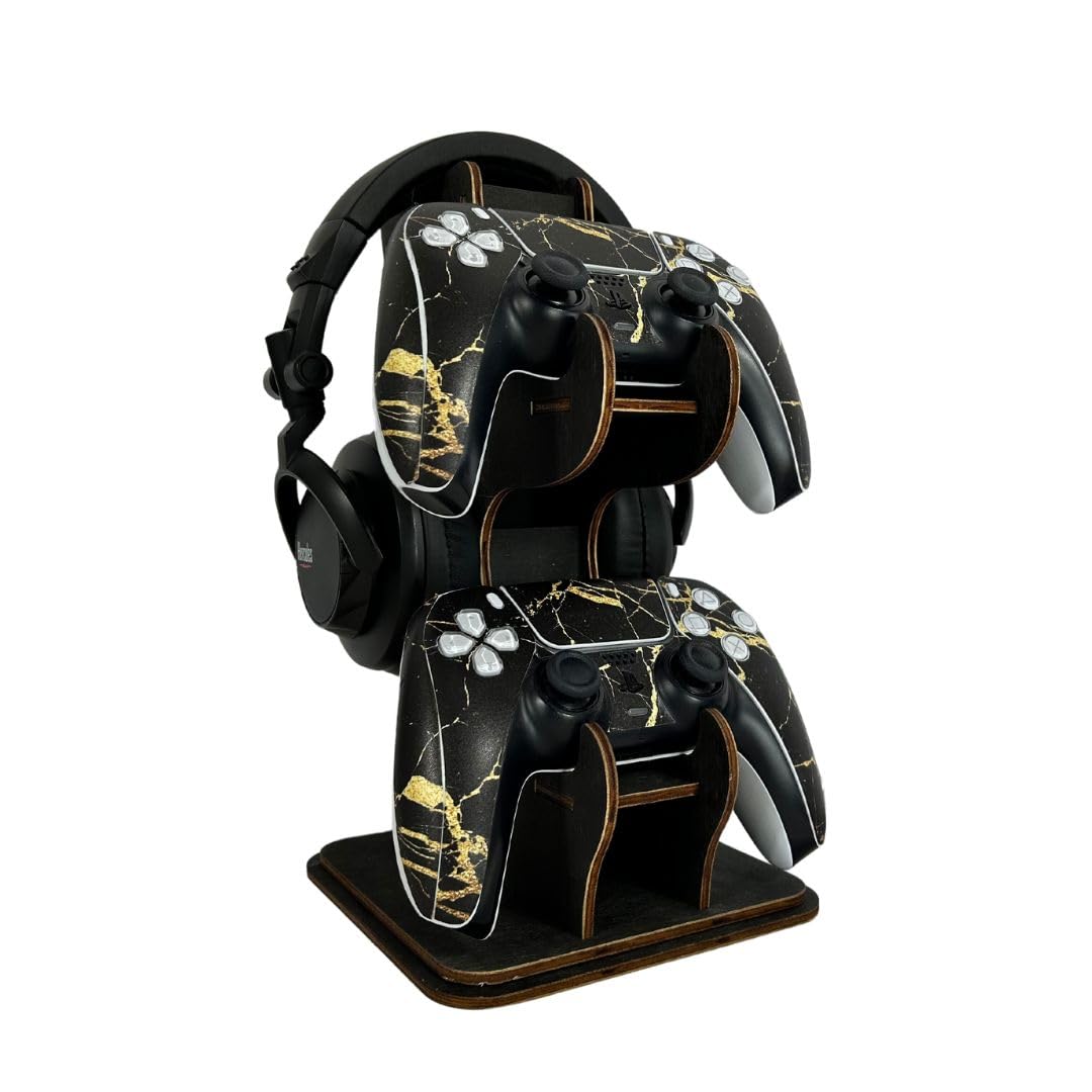 Porta Controller Joystick PS5 CD Giochi, Poggia Cuffie Gaming, Organizer da Parete o Tavolo Scrivania, Supporto Organizer Idea Regalo Bambino Ragazzo (Cuffia + Controller)