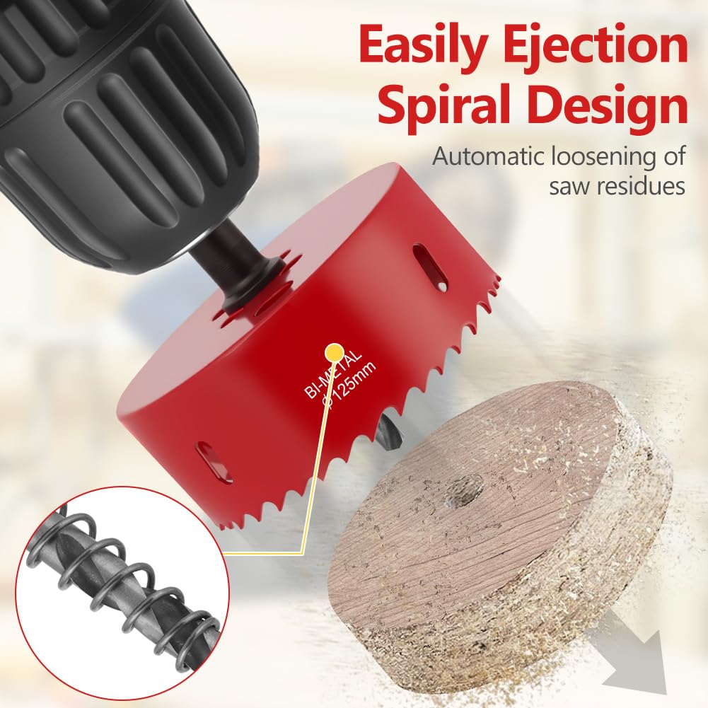 Flintronic Bi-Metal Hole Saw, 125mm Hole Saws Cutter, Smooth Fast Cutting metal hole Cutter - Image 4