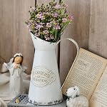 SOUJOY Vase Rustique Shabby Chic, Vase de fleurs galvanisé ferme, Vases de jug en métal, Pitcher déco vintage style français pour décoration maison, Caractéristiques photo, Sparklers pour les mariages
