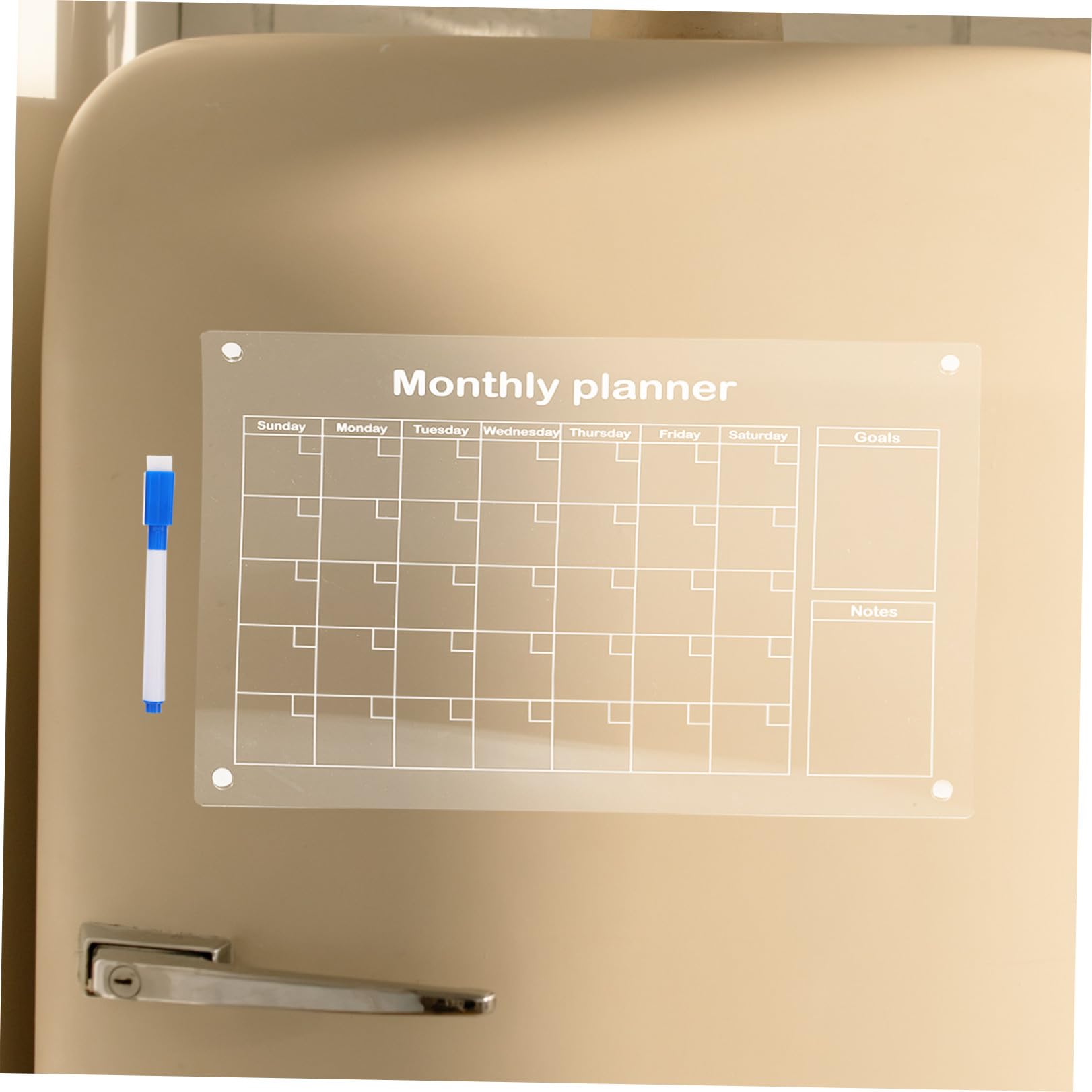 Magnetischer Acryl Kalender Kühlschrank Planer Wiederverwendbares Dry Erase Whiteboard mit Whiteboard-stiften Wochenplaner Haushaltsplaner Notizenboard