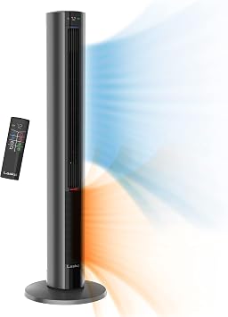 Lasko Oscillating Tower Fan Space Heater Combo with Remote, 48 Tower Fan, Adjustable Thermostat, Timer, Night Mode, 3 Heats, 4 Fan Speeds