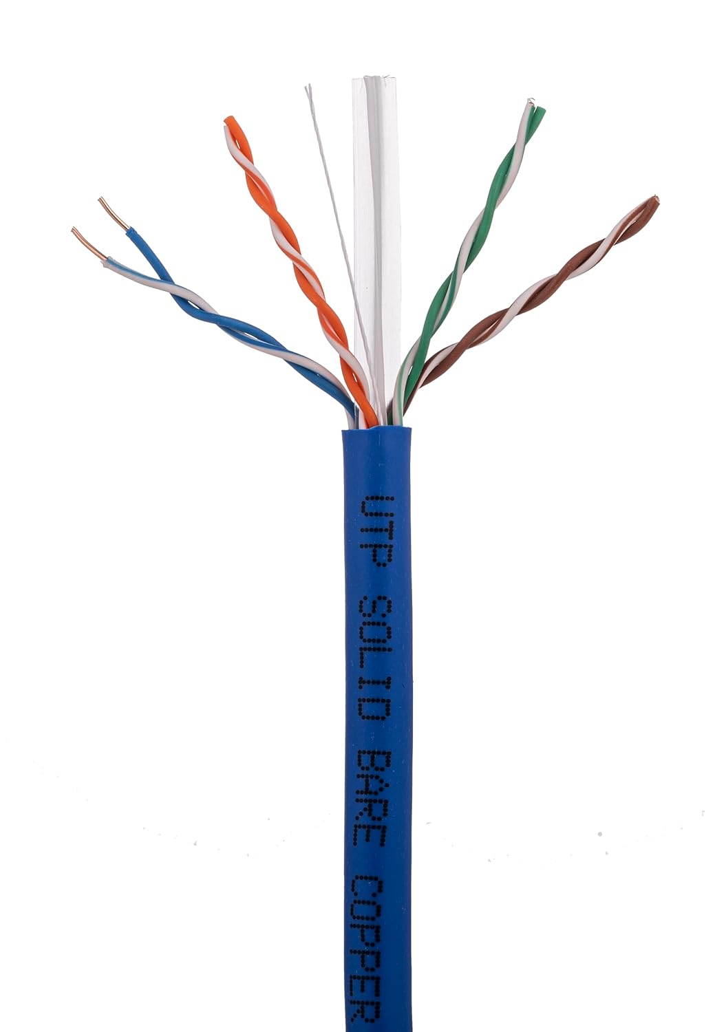 Cables Direct Online Blue Cat6 Cable 500ft Solid Bare 23AWG Copper Wire Riser CMR Bulk Ethernet Cable – 550MHz PoE++ (4PPoE) UTP