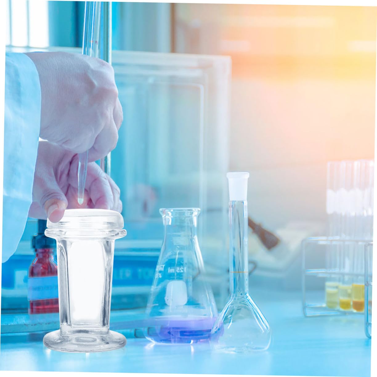 KICHOUSE 3piezas Frasco De Vidrio Para Tinción Con Tapa Transparente Resistente Al Calor Para Almacenamiento De Laboratorio Para Experimentos Científicos y Patología