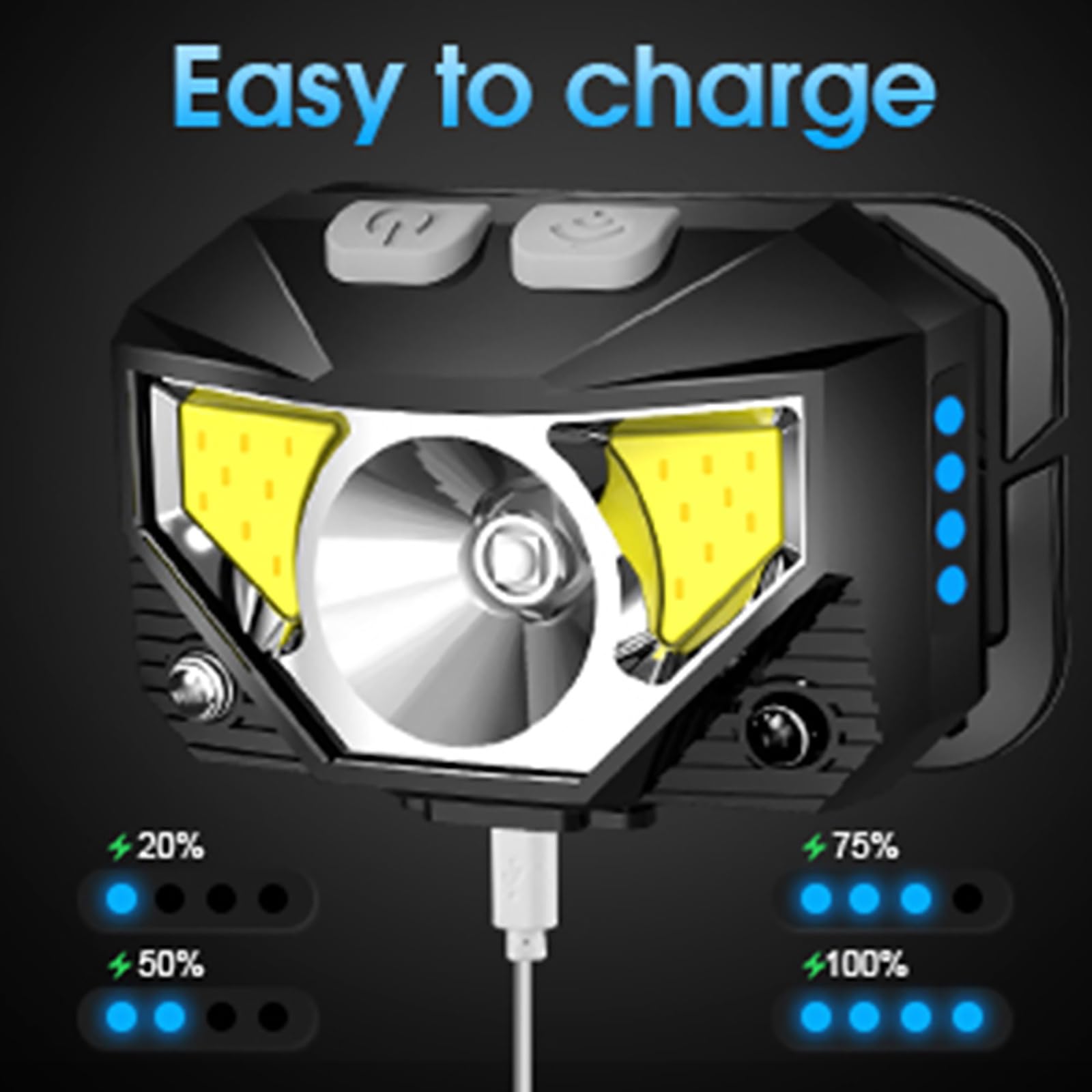 Superhelle Stirnlampe, batteriebetriebene LED-Stirnlampe mit 8 Lichtmodi, wasserdicht, leicht, für Camping, Outdoor, Laufen, Wandern und Notfälle