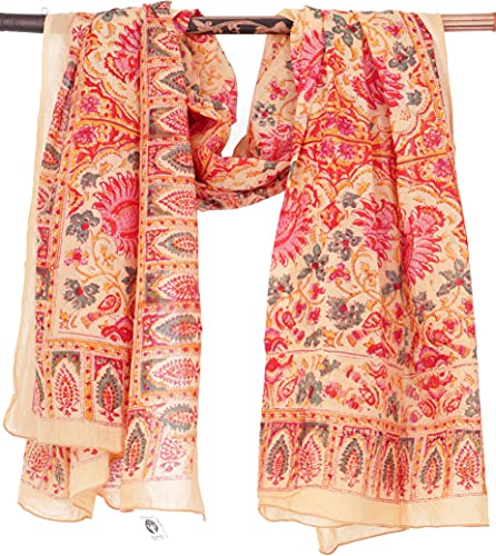 GURU SHOP Fin, sarong, tenture murale, jupe à enrouler, sarong, pour homme/femme, ivoire, coton, taille : taille unique - Jaune - One Size