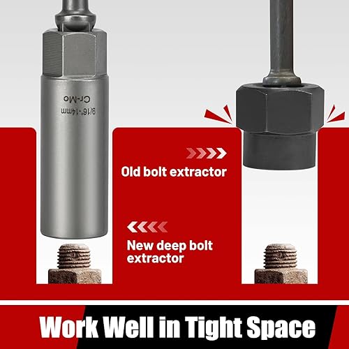 Miniatura 3 de Kit de extractor de pernos de 11 piezas, juego de extractor de pernos pelados, juego largo y profundo, fácil de salir, herramienta de enchufe para