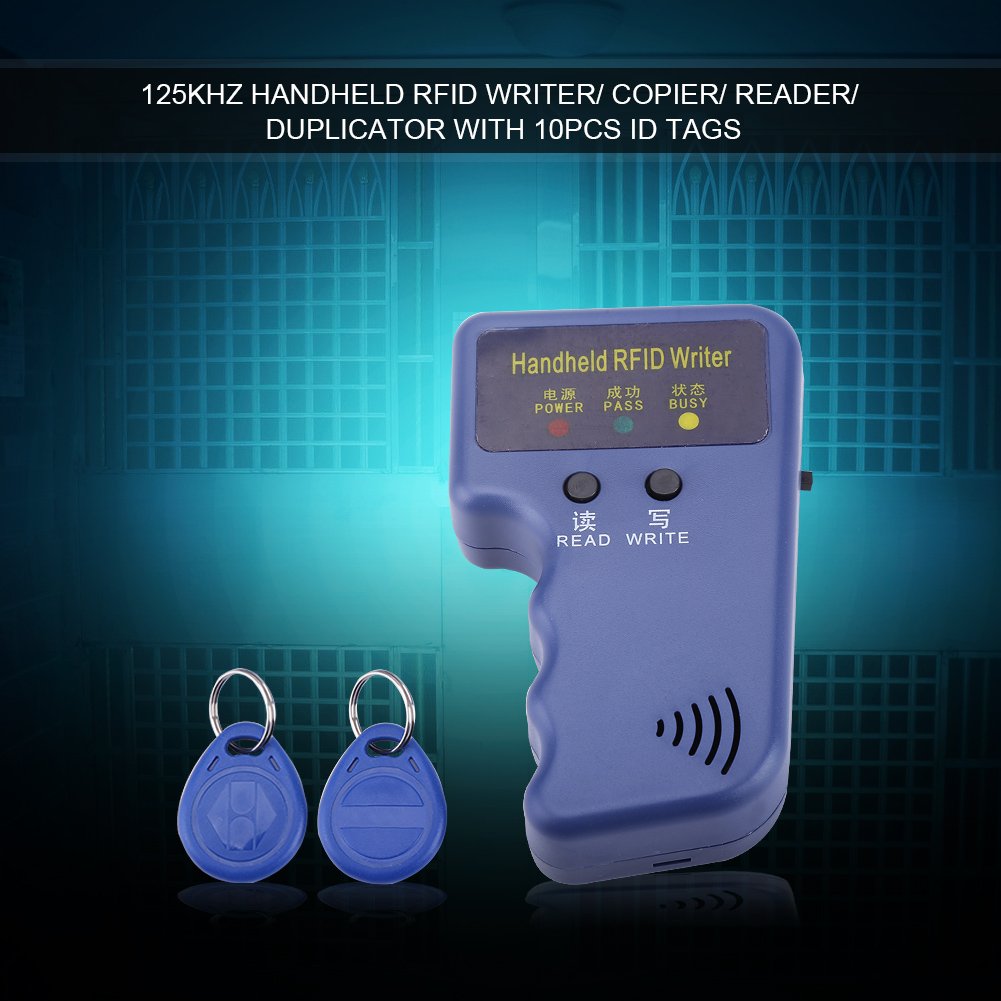 RFID-Karten-Kopierer, tragbarer Schreiber/Leser/Duplikator 125 KHz + blaues ID-Etikett 10 Stück