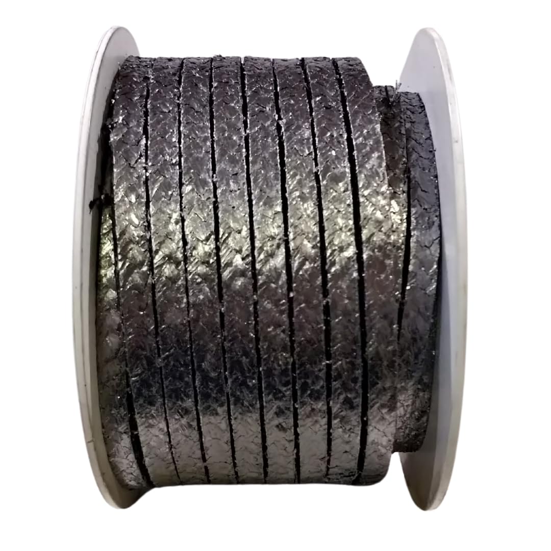 ZER0LEAK Expanded Graphited Gland Packing 1kg | -240°C to +600°C Heat Resistant | Chemical Safe Seal Rope | Self-Lubricating | Valve & Pump Packing for High-Pressure Industrial Use (10MM) 1