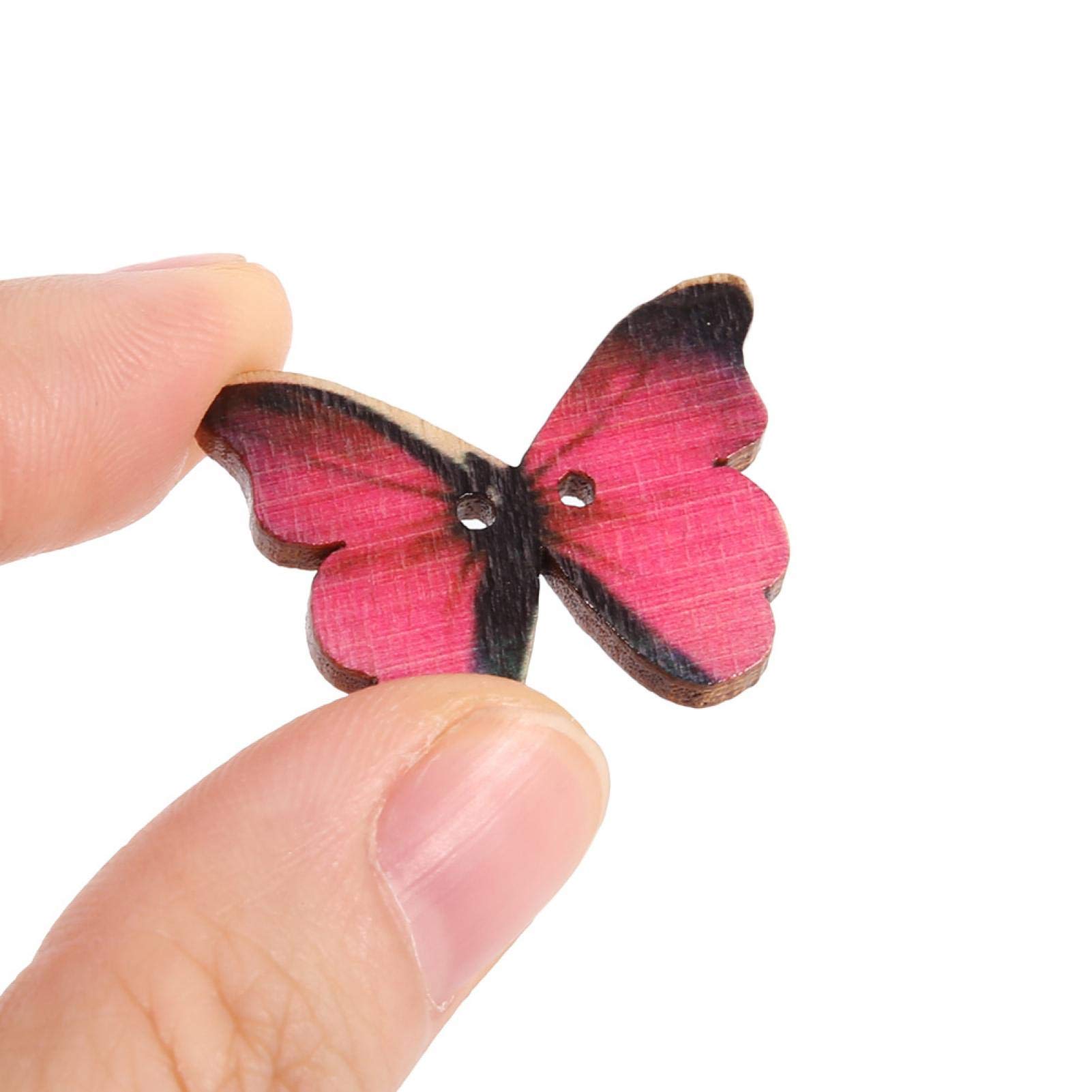100 Bottoni Da Cucito In Legno A Forma Di Farfalla – Colori Misti – Forniture Fai-da-Te Per Scrapbooking E Cucito