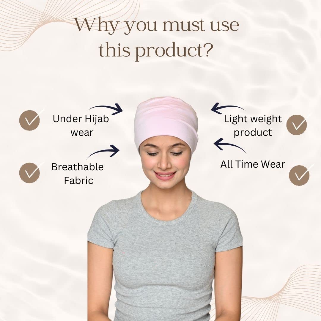 The Headscarves Women Silky Soft Bamboo Viscose Sleep Cap for Hair Loss Chemo Headwear Skull Cap Free Size (Multicolor)(HS3_Pink) 2