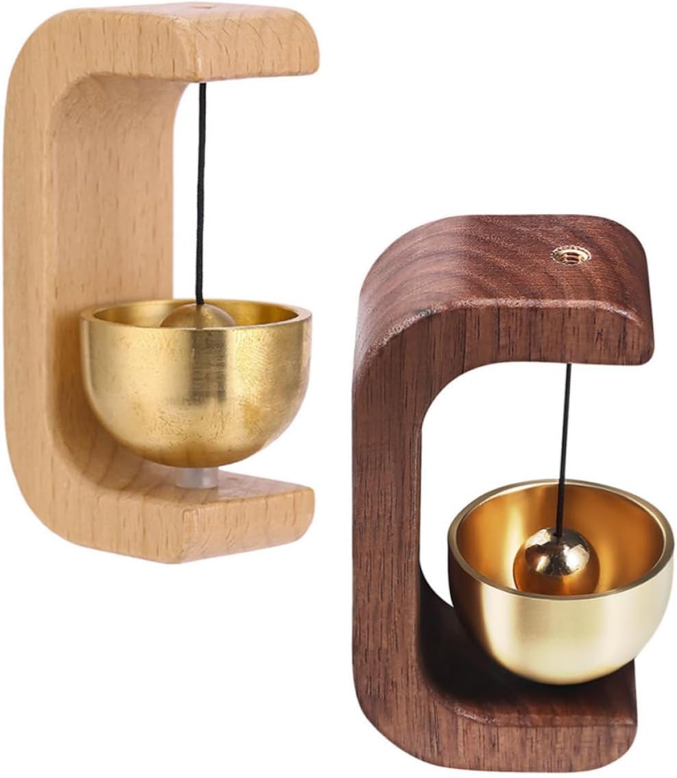 2pcs Wood Shopkeeper Bell Door Chime Ornament for Entrance Decor