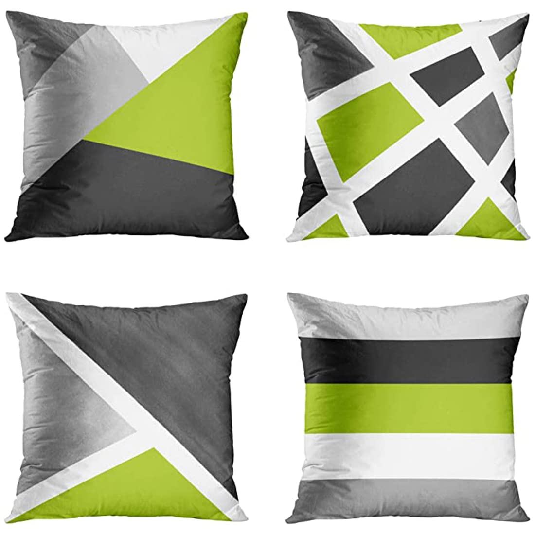 DILOXNSU Kissenbezug 45x45 4er Set Hellgrün Grau Geometrisch Weich Sofakissen Kissenhülle Deko Kissen Bezug Couchkissen Modern Dekokissen Kissenbezüge Zierkissen für Sofa Wohnzimmer Stuhl Bett