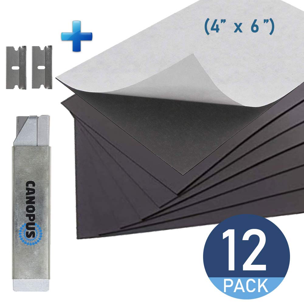 CANOPUS Magnetic Sheets with Adhesive Backing, Very Strong, Flexible, Rectangular 4”x6”, Pack of 12 Sheets, Suitable for Craft and DIY Projects at Home, School or Office