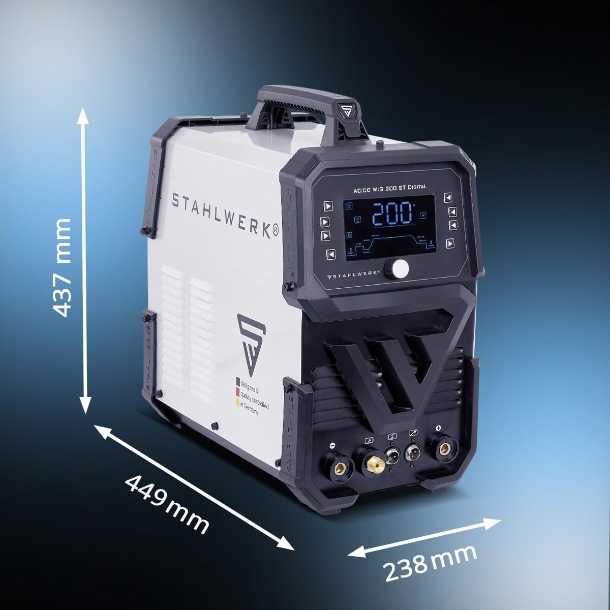STAHLWERK Poste à souder combiné 3-en-1 AC/DC TIG 200 ST Digital – TIG & MMA (ARC) jusqu'à 200 A, mode Clean pour le nettoyage électrochimique des soudures inox, amorçage HF, fonction Spot