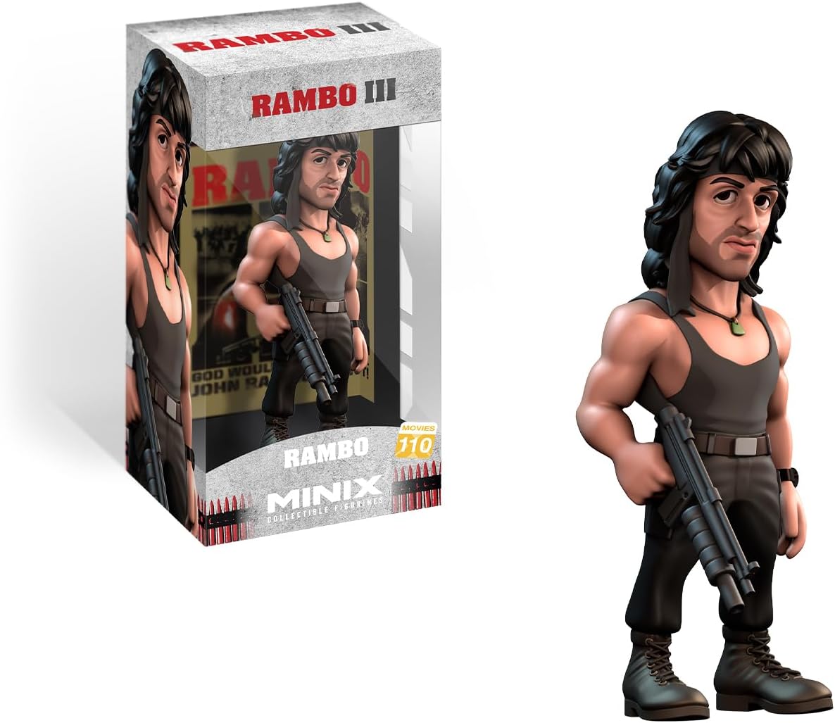 Bandai Minix Rambo with gun Model | Collectable Rambo Figure From the Rambo Films | Bandai Minix Rambo Toys Range | Collect Your Favourite Rambo Figures From The Movies | Rambo Movie Merchandise