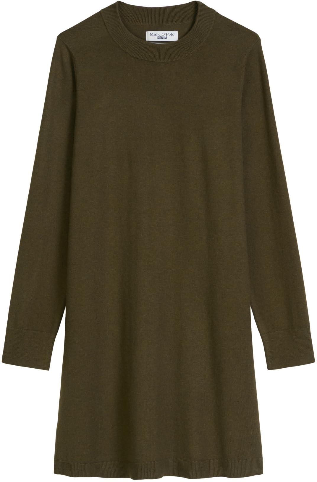 Marc OߴPolo Denim Damen Strickkleid mit Rundhalsausschnitt Knielang, Grün (Dark Green Melange 02), M