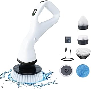 Electric Spin Power Scrubber Rechargeable Cleaning Brush, Cordless and Portable Scrubber Kit with 5 Replaceable Cleaning B...