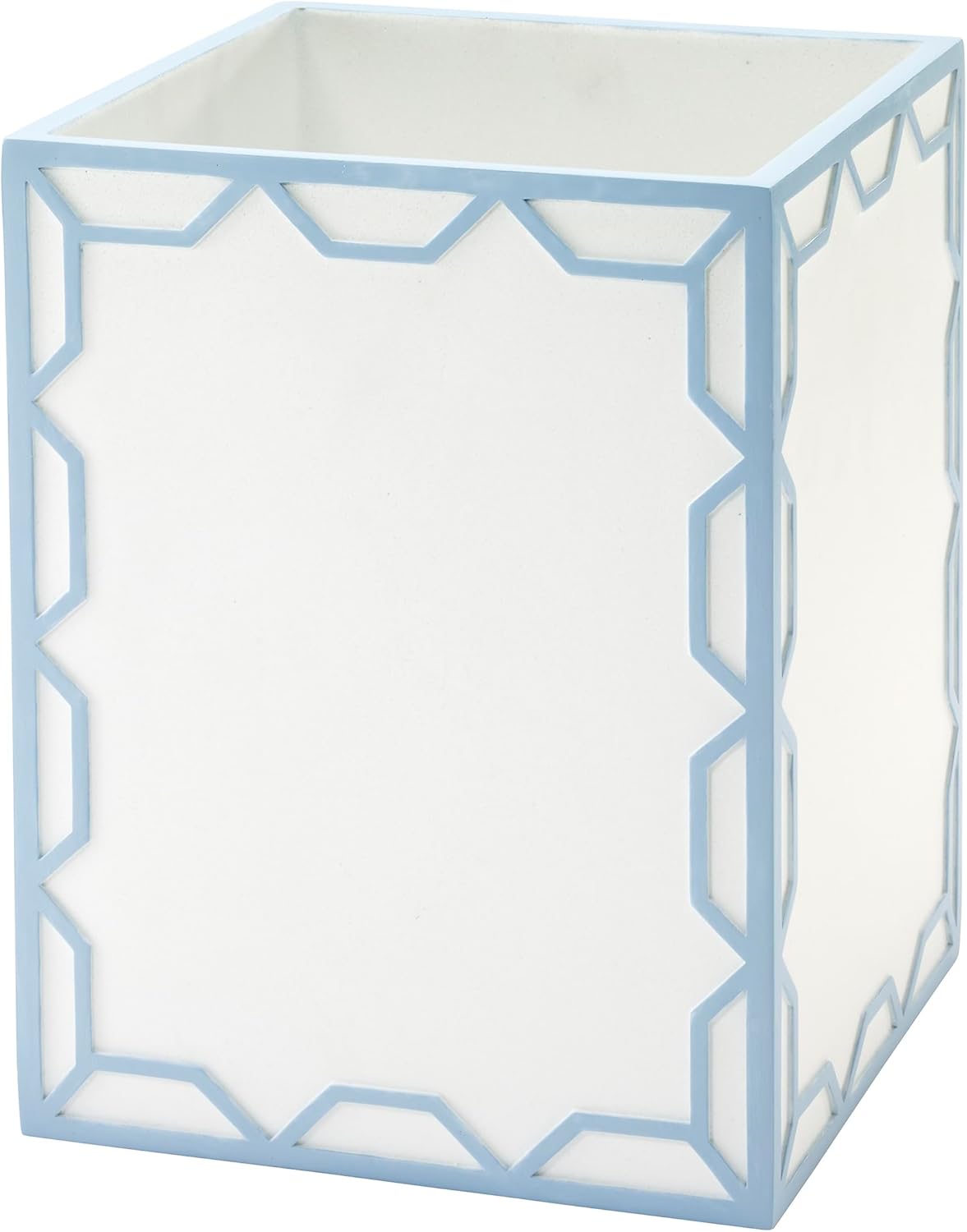 Izod – Wastebasket, Hand-Painted Sand Resin with Blue Trellis Design, Geometric Home Decor – Perfect for Bathroom, Bedroom, Kitchen or Office (Trellis)