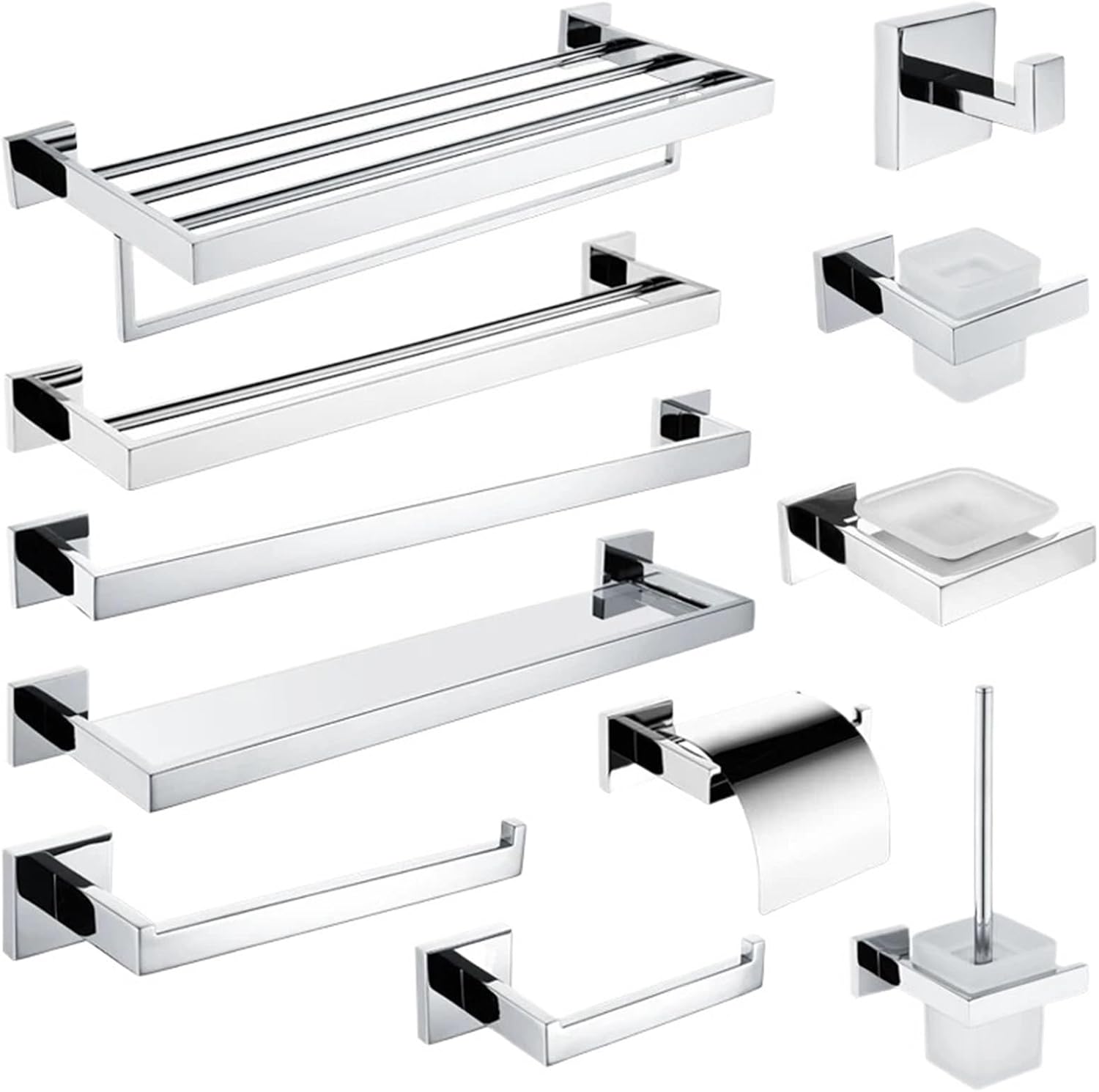 Stainless Steel Bathroom Hardware Accessories Roll Paper Holder Towel Rack Shelf Toilet Chrome Wall Bar(Toothbrush Holder)