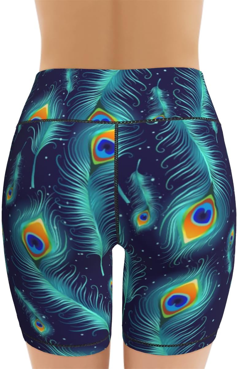 Tropical Leave Flower Butterfly Women's High Waist Yoga Shorts Biker Shorts Workout Athletic Running Hiking Gym - Image 4