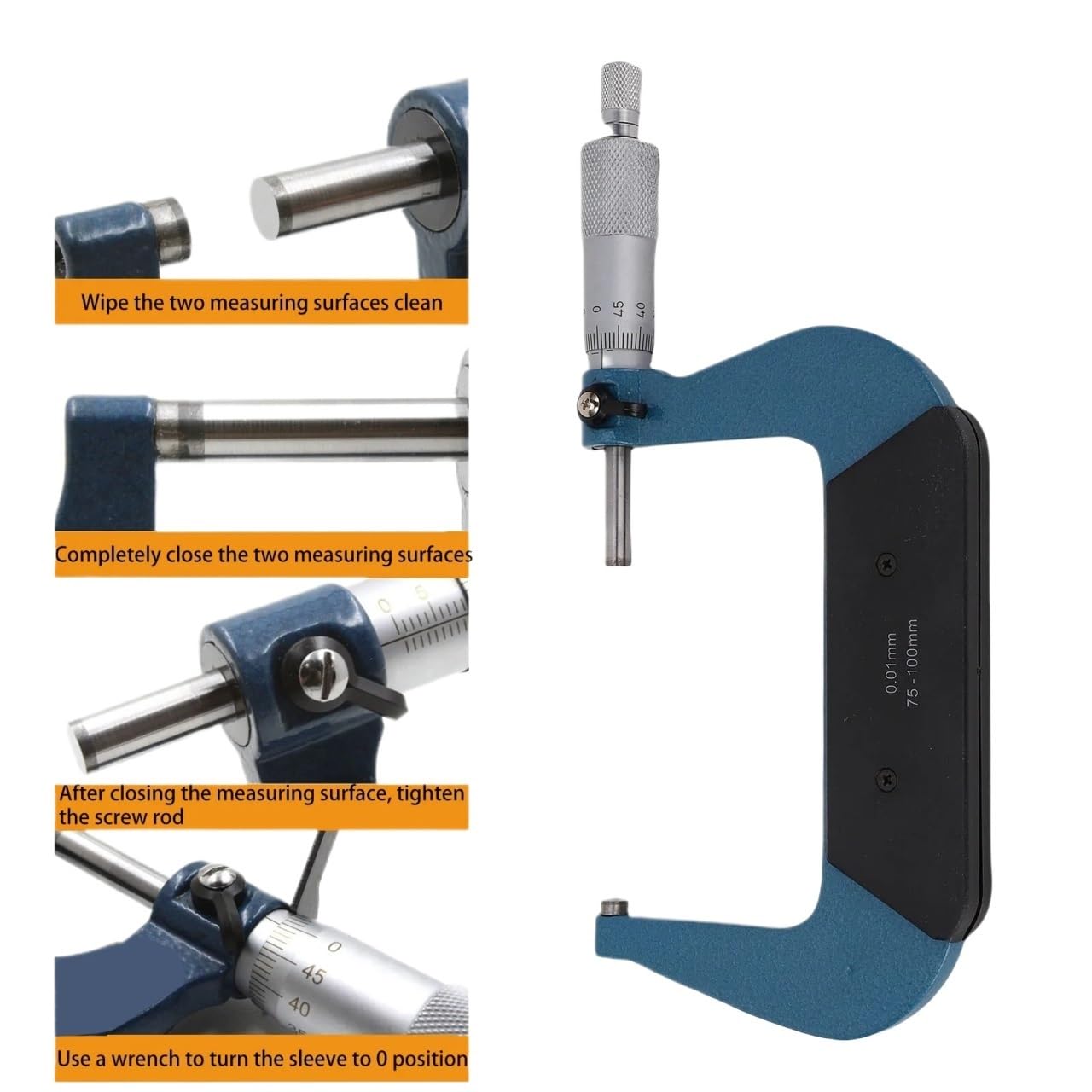 Mikrometer 50–75 mm, 0,01 mm Länge, Durchmesser, Dicke