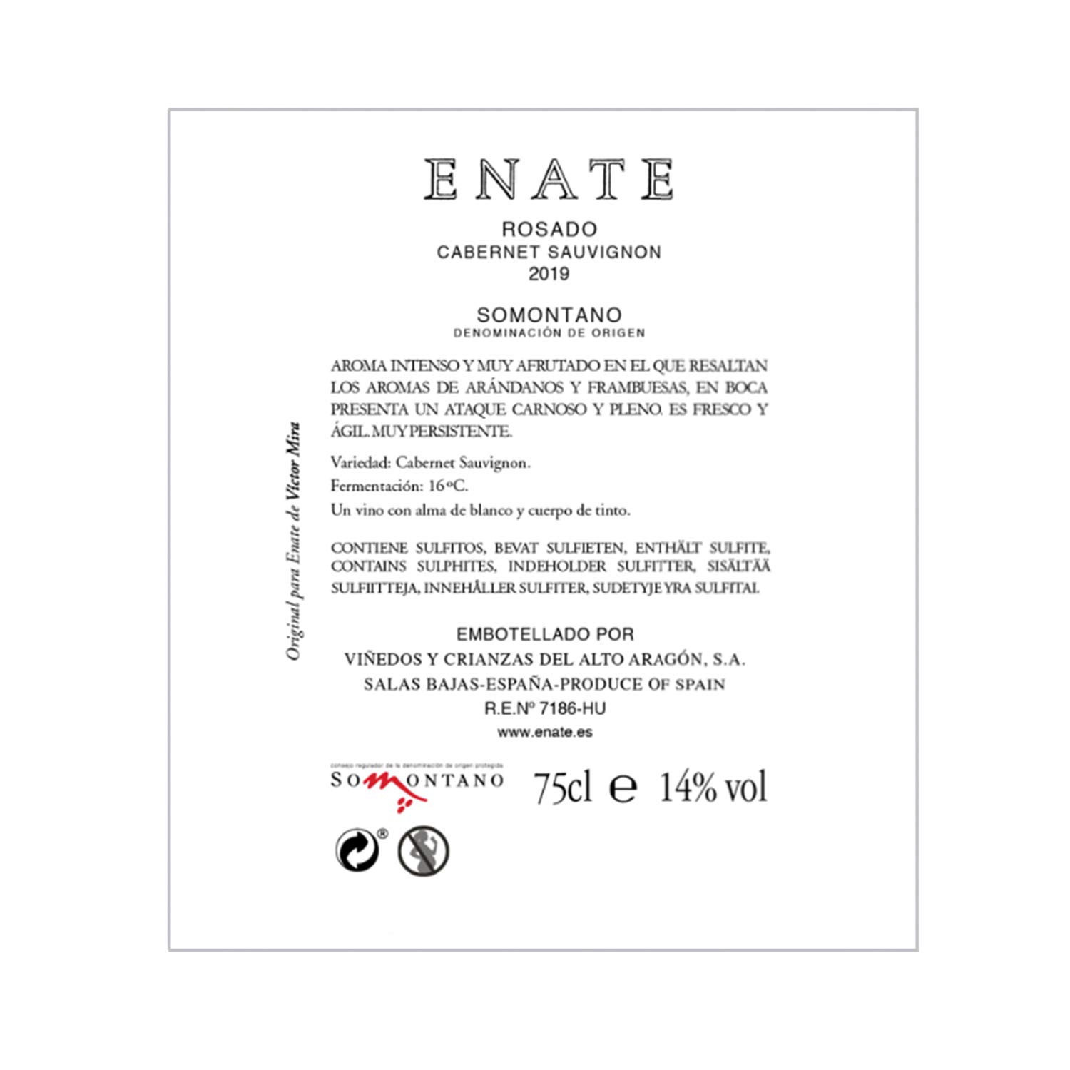 ENATE Cabernet Sauvignon - Monovarietal - Añada - D.O. Somontano - Vino Rosado - Afrutado (Arándano, Frambuesa y Pimienta) - Pack de 3 Botellas - 75cl