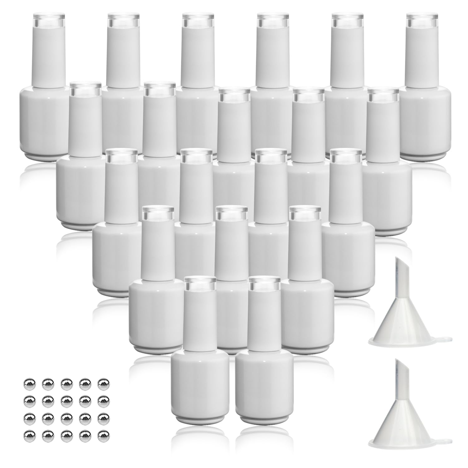 Empty Gel Nail Polish Bottles with Brush, 15ML Empty Nail Polish Bottles with Transparent Top,Opaque Round Refillable Fingernail Polish Bottles UV