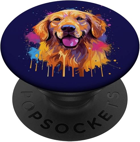 Golden Retriever - Retrato artístico para mascotas, diseño de perro Goldie, mamá, PopSockets intercambiables