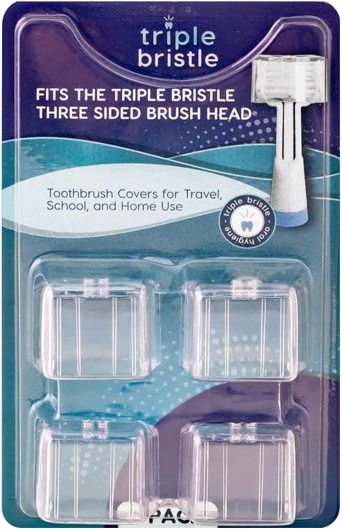 Triple BristleBrush Head Covers | Includes 4 Covers | Dentist Created & Approved | Pair with your Triple Bristle Original & GO