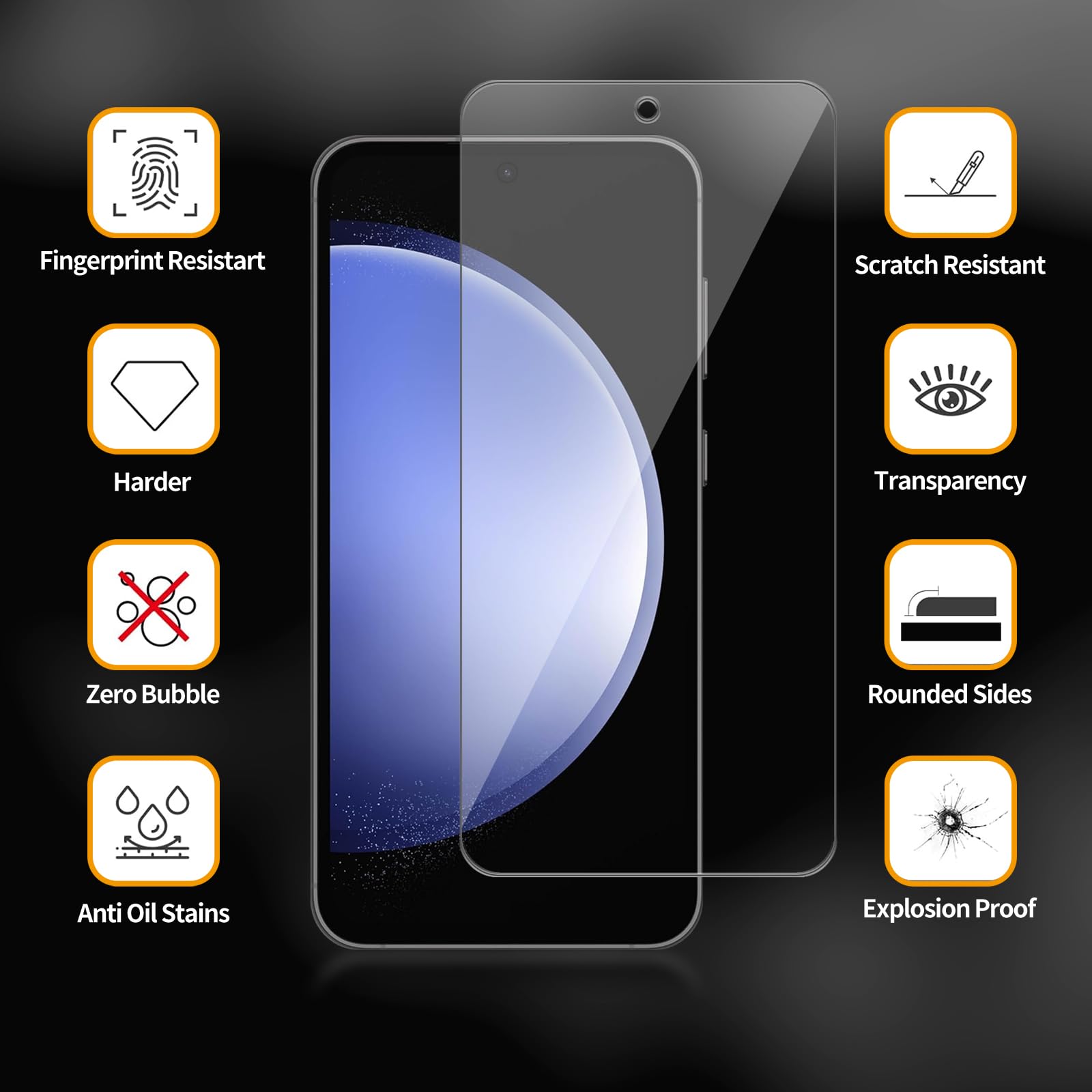 3-pak do Samsung (Galaxy S23 FE) [tylko model FE] osłona ekranu ze szkła hartowanego, odporna na zarysowania, bez pęcherzyków powietrza, przezroczysta HD, twardość 9H, bez pęcherzyków