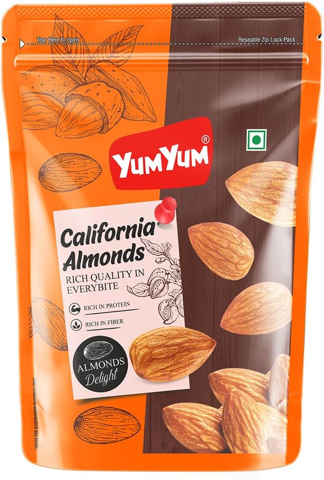 California Almonds/Badam Whole, 1Kg, Real Nuts, High in Fiber, Badam Giri, Rich in Protein, Magnesium, Phosphorus and Dietary Fibre, Dry Fruits