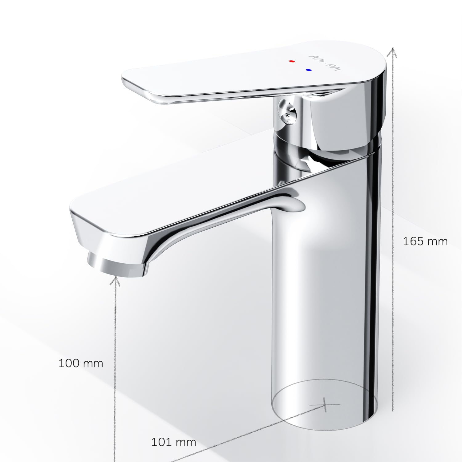 AM.PM Hit FTA02200,Grifo de lavabo con mezclador monomando, cartucho de cerámica SoftMotion, Aerator, resistente a los arañazos, en 2 alturas de caña: 102 mm o 193 mm, 5 años de garantía