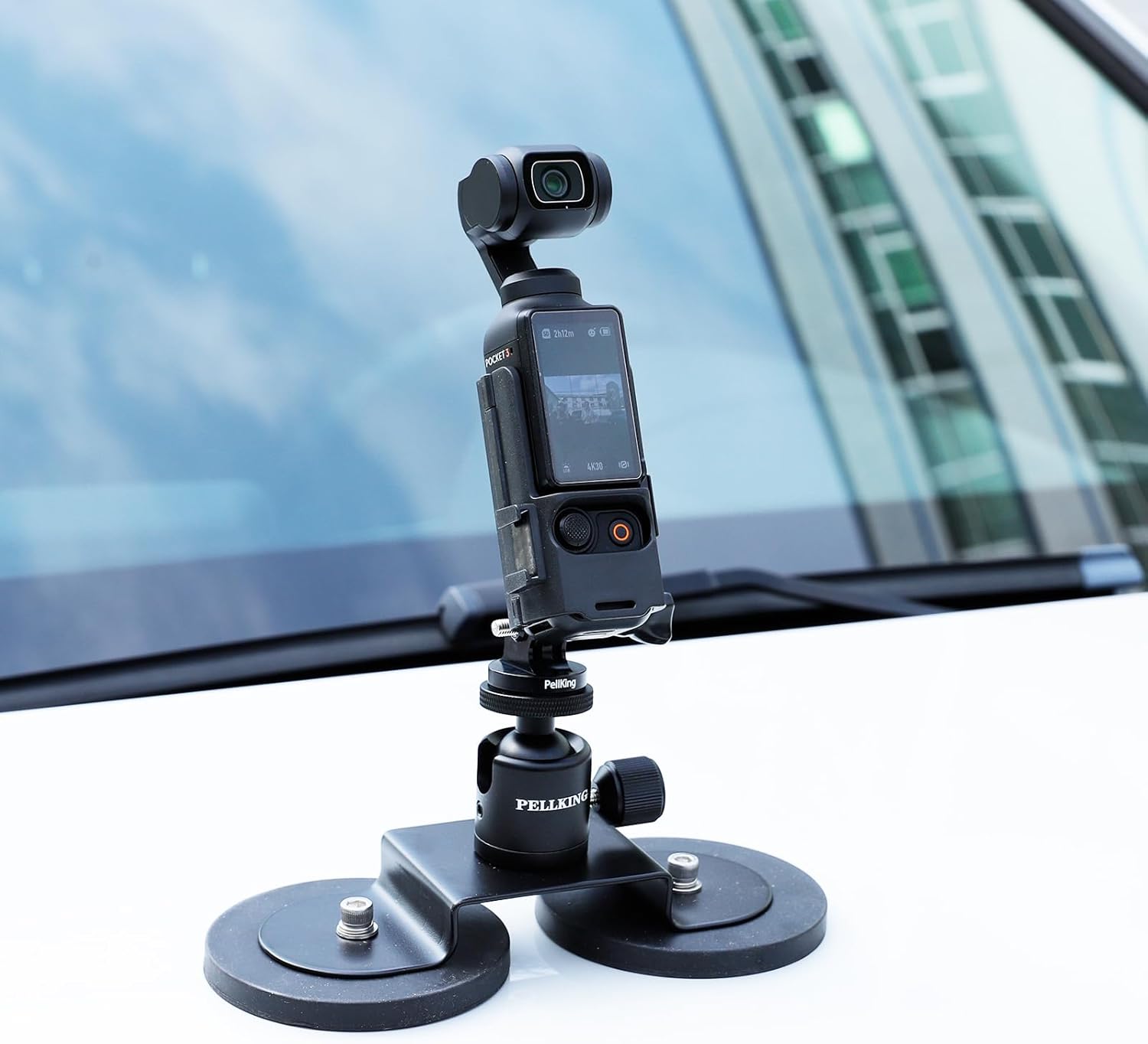 PellKing Heavy-Duty Magnet Camera Mount for Osmo Pocket 3,Metal Car Powerful Magnetic Camera Mount+ Protective Cage Extension Adapter Frame,with 360 Degree Rotation Ball Head for Car Body