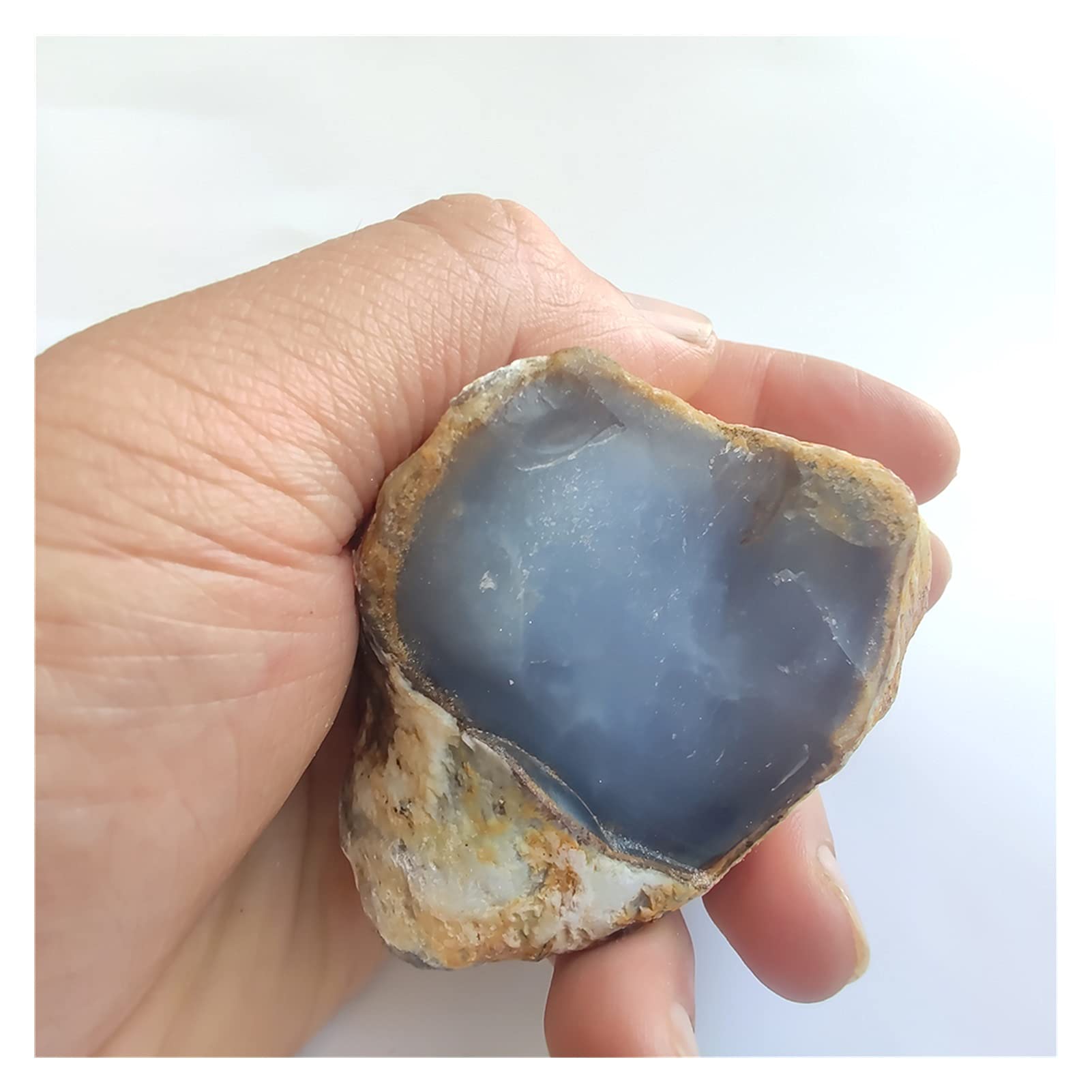 Cristal Naturel Brut Naturel Blue Agate Stone Turquie Bleu Chalcédoine Rough Stone Bleu Pierre Minérale Traitement des matières premières (Color : Army Green, Size : Random)