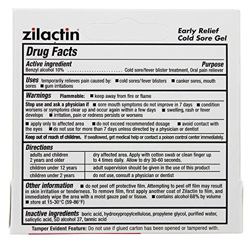 Zilactin I00001051 Cold Sore Gel, Medicated Gel 0.25 Oz thumb #1