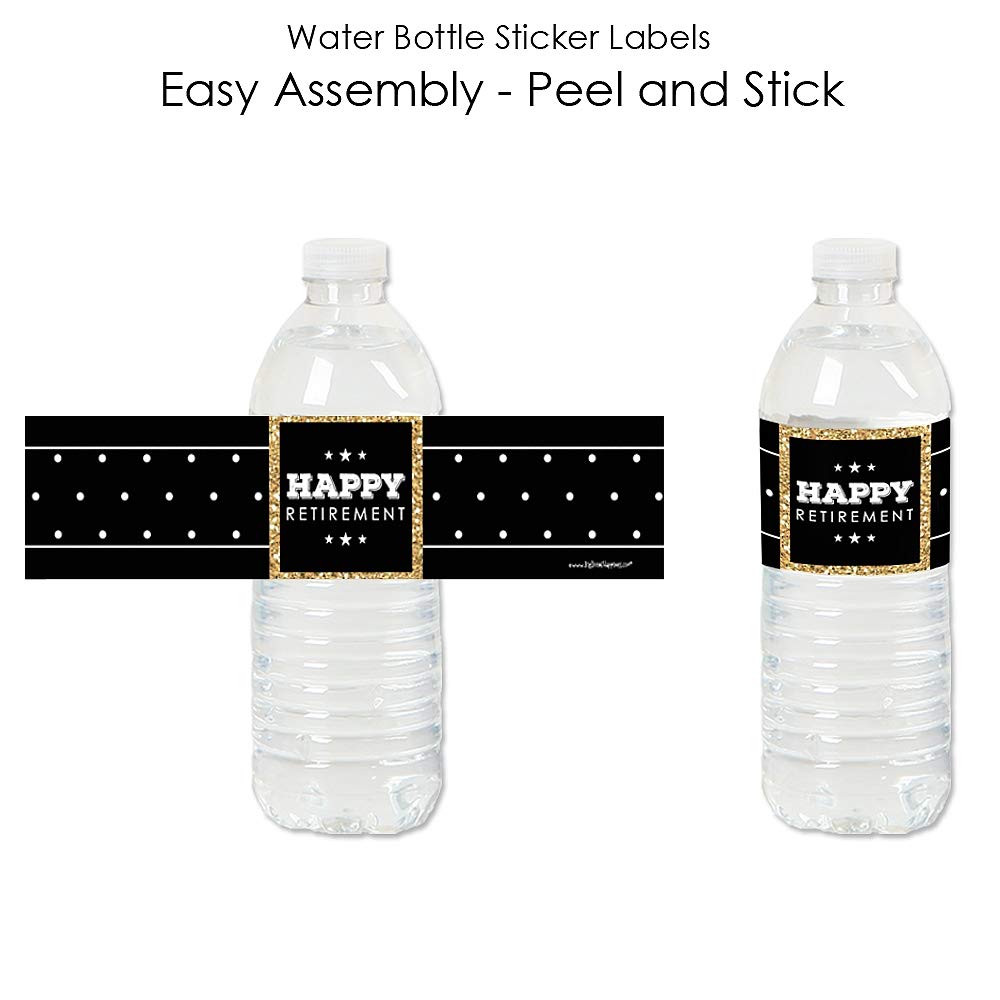 Big Dot of Happiness Happy Retirement - Retirement Party Water Bottle Sticker Labels - Set of 20