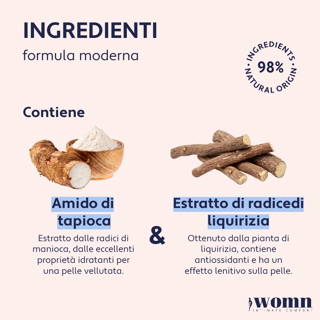 womn Intimate Comfort Dry & Fresh Liquid Powder 50 ml – Polvere Liquida Senza Talco per Zona Intima, Inguine e Sotto il Seno – Assorbe il Sudore, Riduce Sfregamenti e Odori