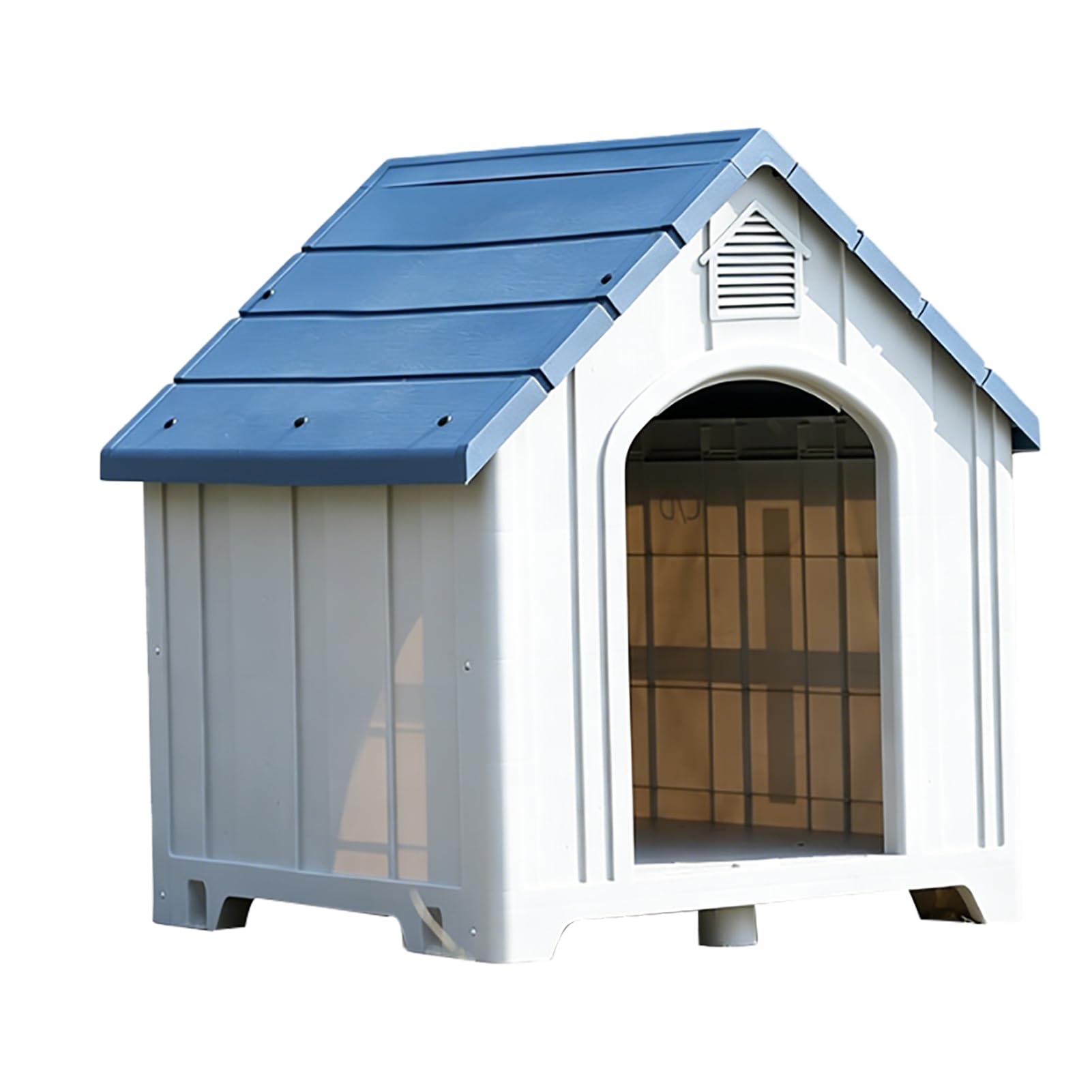 Alomejor Hundehütte für den Außenbereich, Wetterfest, Langlebig, aus Kunststoff, für Mittelgroße und Große Hunde, Drinnen und Draußen, 67 X 60 X 50 cm (Blue)