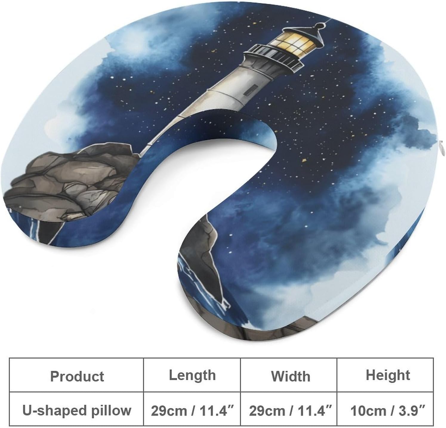 Lighthouse Starry Sky Memory Foam Pillows U Shaped Travel Neck Pillow