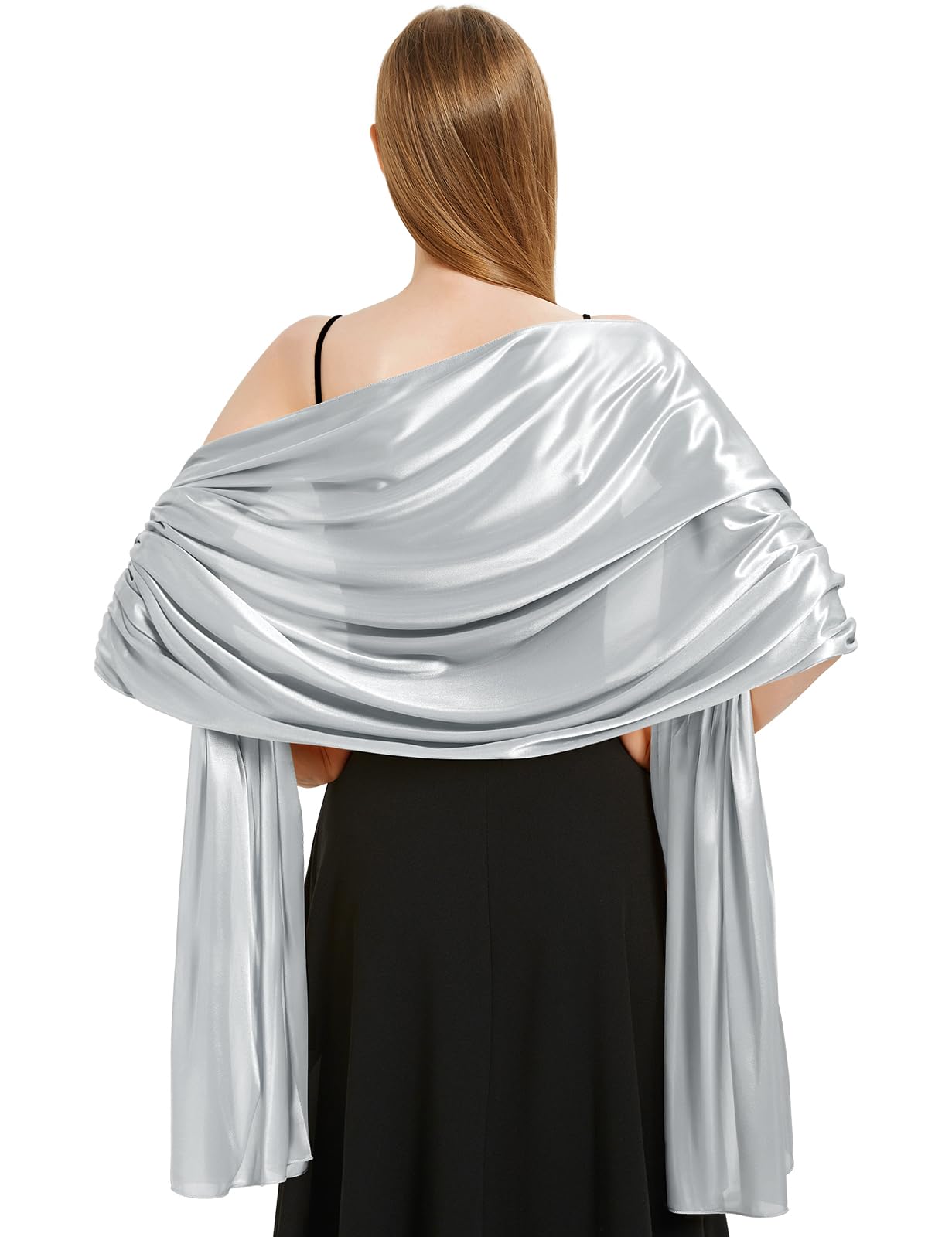 heekpek Bufanda Mujer Fiesta Bufanda Chal Elegante Saten Bufanda Grande Estola Mujer Chales para Vestidos Chales de Fiesta Brillante para Ceremonia, Boda